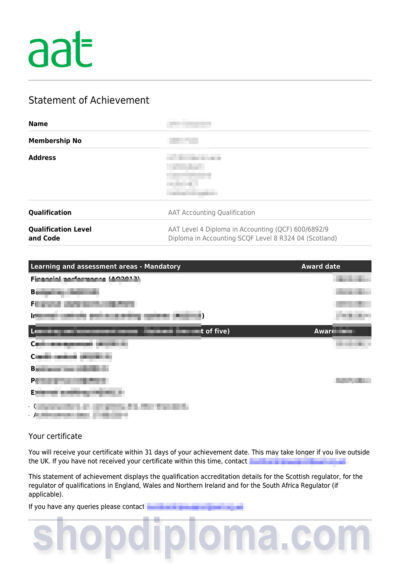 AAT level 4 diploma transcript