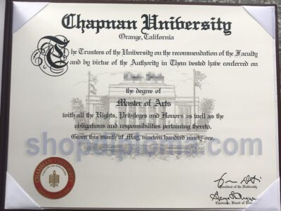 Chapman University Master of Arts degree