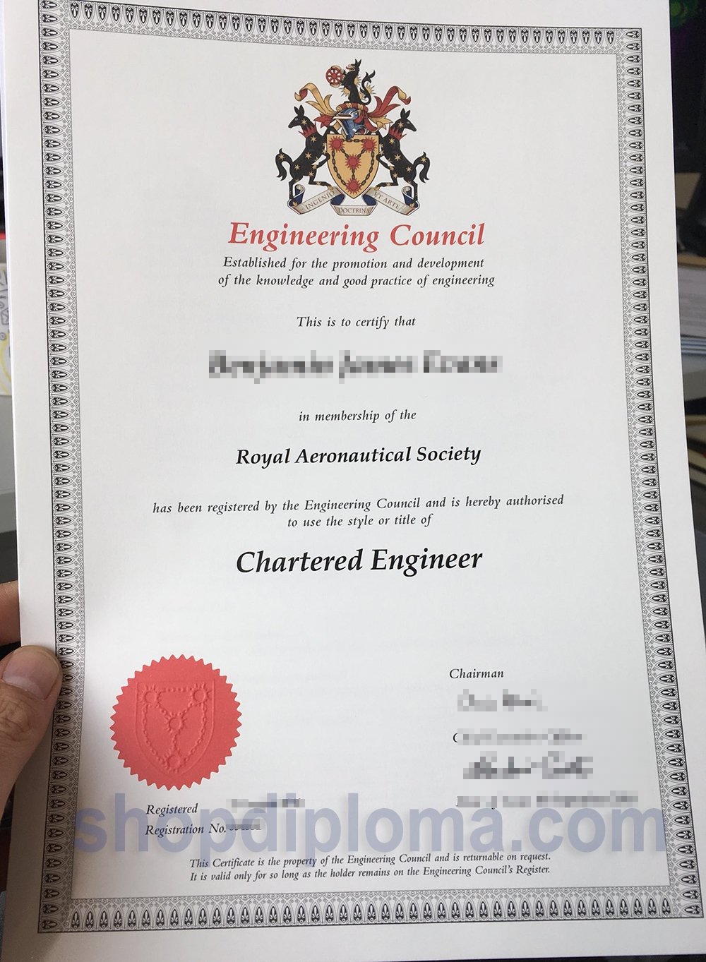 The Engineering Council Chartered Engineer certificate - High-Quality ...