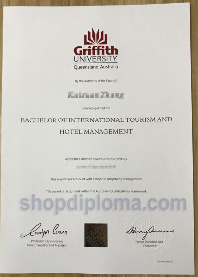 Griffith University Bachelor of international tourism Certificate