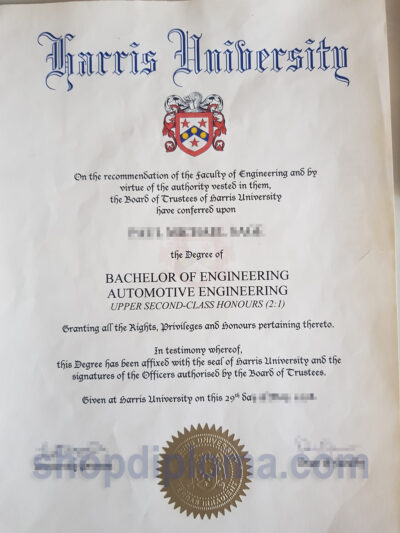 Harris University the degree of Bachelor of engineering automotive engineering