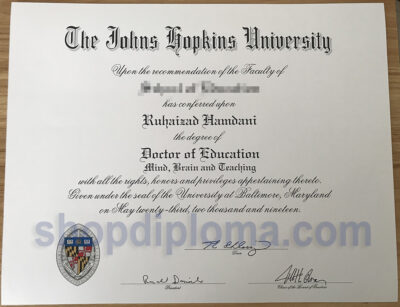 The Johns Hopkins university Degree of Doctor of Education
