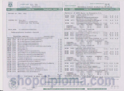 Memorial University of Newfoundland Bachelor of arts Transcript