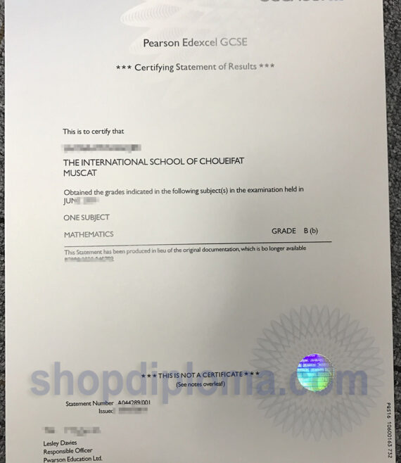 The Pearson Edexcel GCSE Certifying Statement of Results (CSoR)