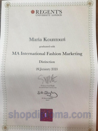 Regent's University London the degree of MA International Fashion Marketing