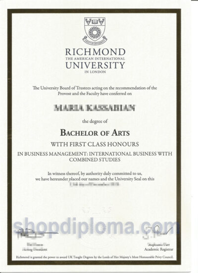 Richmond University the Degree of Bachelor of Arts