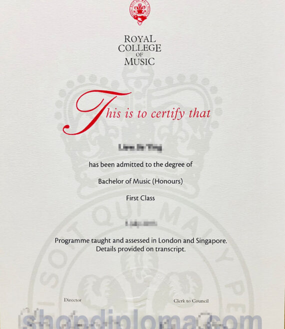 Royal College of Music the degree of bachelor of music honours First Class