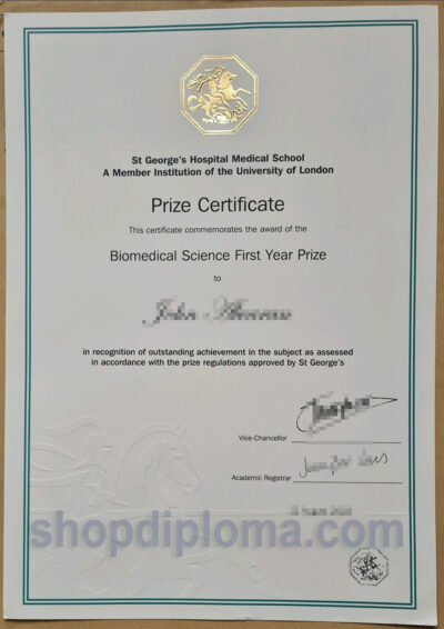 the University of London Prize Certificate Biomedical Science First Year Prize