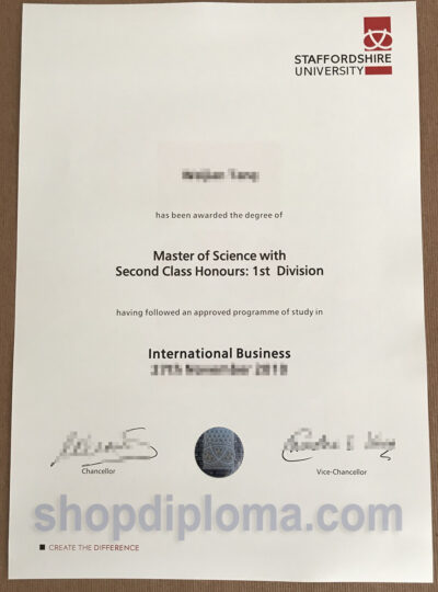 Staffordshire University the degree of master of science in international business