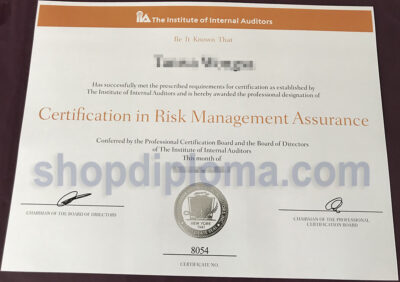 The Institute of Inteernal Auditors（IIA) Certification in Risk Management Assurance Certificate