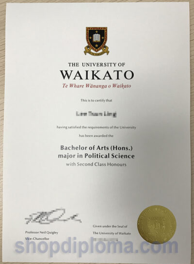 The University of Waikato bachelor of arts major in political science