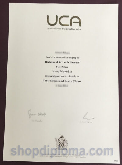 UCA university for the creative arts the degree of Bachelor of Arts Three Dimensional Design (Glass)with Honours First Class