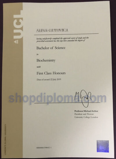 University College London(UCL) Bachelor of Science Diploma