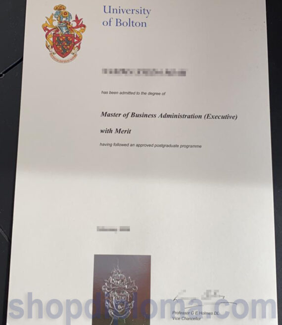 University of Bolton the degree of Master of Business Administration