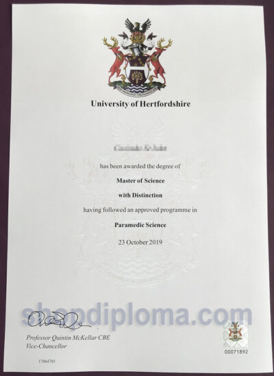 University of Hertfordshire Master of Science Dploma
