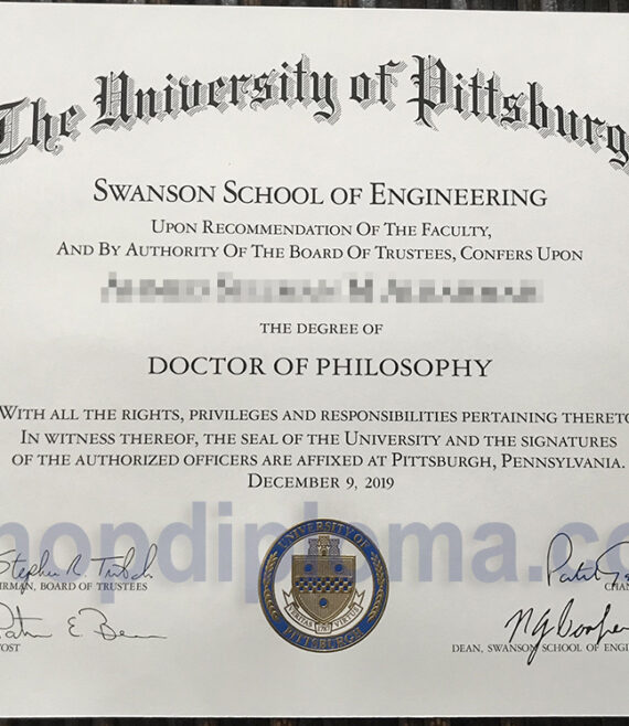 University of Pittsburgh Doctor of Philosophy Diploma