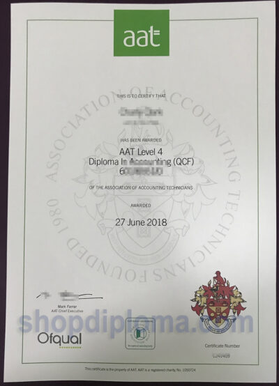 AAT Level 4 Diploma Certificate