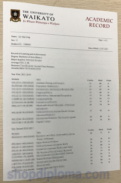 the university of waikato academic record