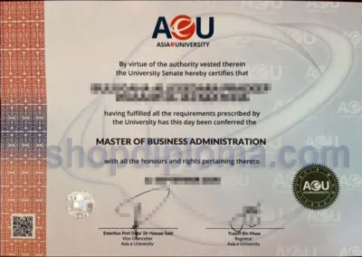 AEU asia e university the degree of master of business administration