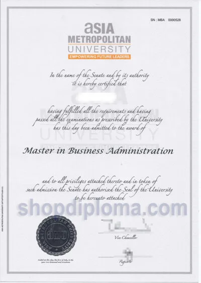 Asia metropolitan university the degree of master in businesss administration