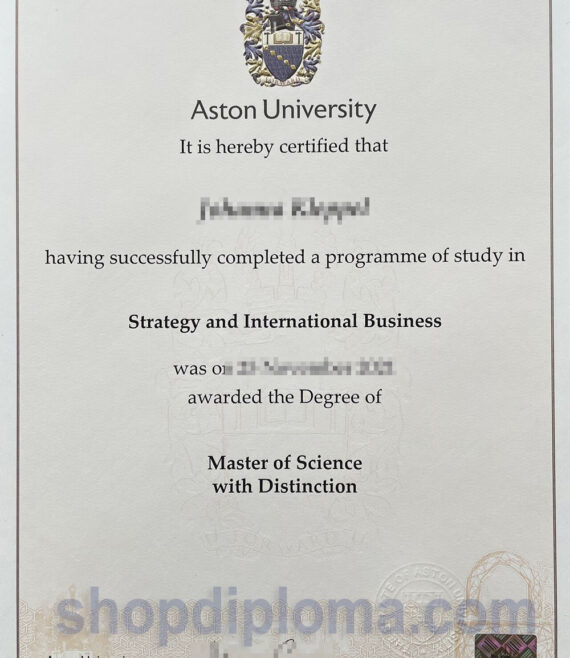 Aston University the degree of master of science in international business