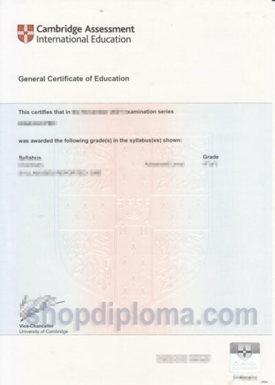 Cambridge Assessment International Education General certificate of education certificate
