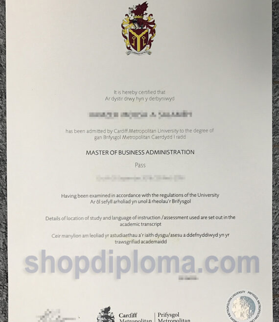 Cardiff Metropolitan University the degree of master of business administration