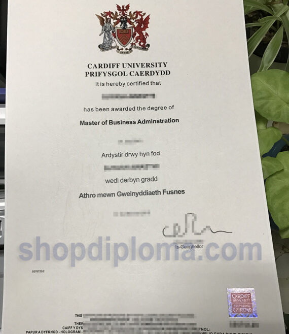 Cardiff University the degree of master of business administration