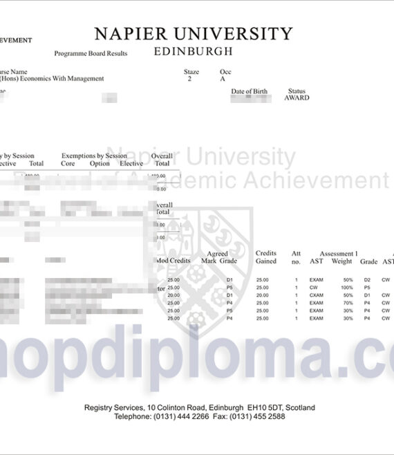 Edingurgh Napier University record of academic achievement