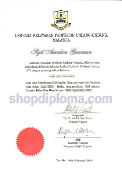 Lembaga kelayakan profesion undang undang malaysia certificate