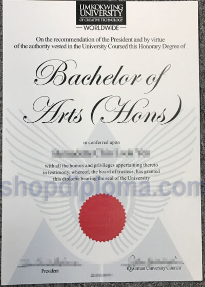 Limkokwing University of Creative Technology the degree of bachelor of arts hons