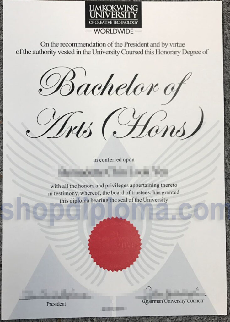 Limkokwing University of Creative Technology the degree of bachelor of arts hons