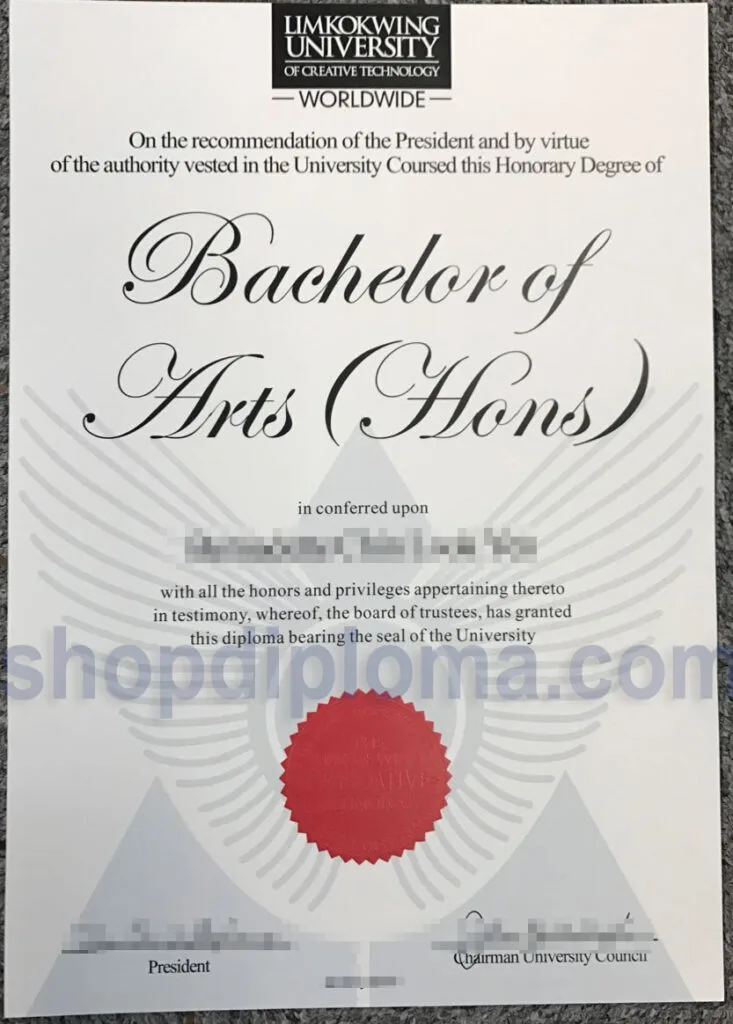Limkokwing University of Creative Technology the degree of bachelor of arts hons