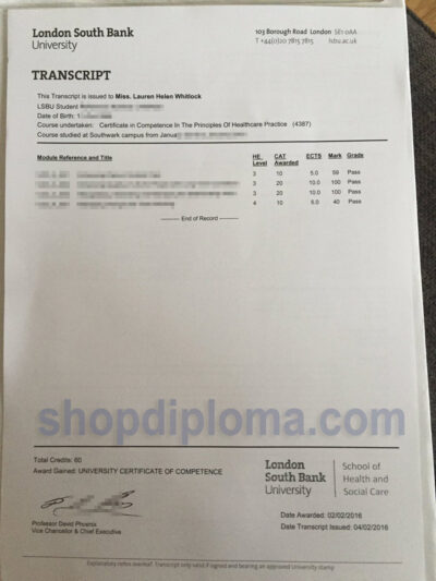 London South bank university_LSBU transcript