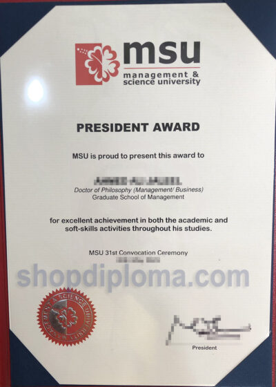 Management Science University(MSU) the degree of doctor of philosophy graduate school of management