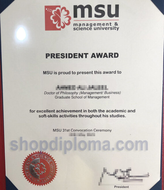 Management Science University(MSU) the degree of doctor of philosophy graduate school of management