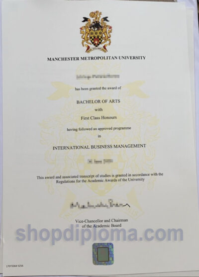 Manchester Metropolitan University the degree of bachelor of arts in international business management