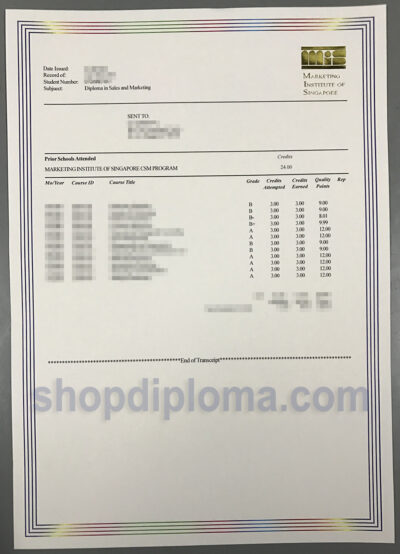 Marketing Institute of Singapore CSM program transcript