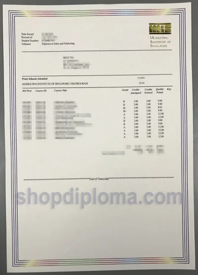 Marketing Institute of Singapore CSM program transcript