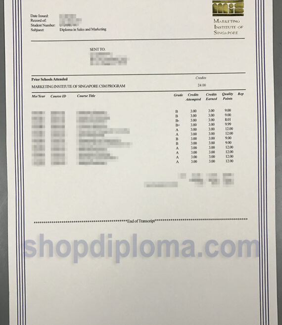 Marketing Institute of Singapore CSM program transcript