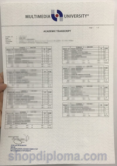 Multimedia University(MMU) academic transcript