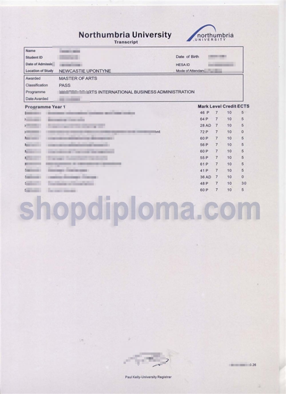 Northumbria university transcript - High-Quality Diploma Replacement ...