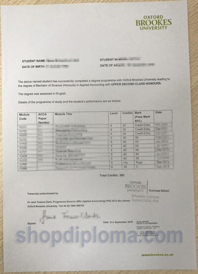 Oxford brookes university_OBU transcript