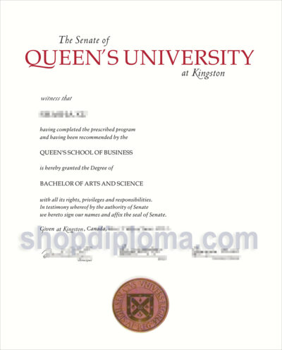 Queen's University at Kingston the degree of bachelor of arts and science