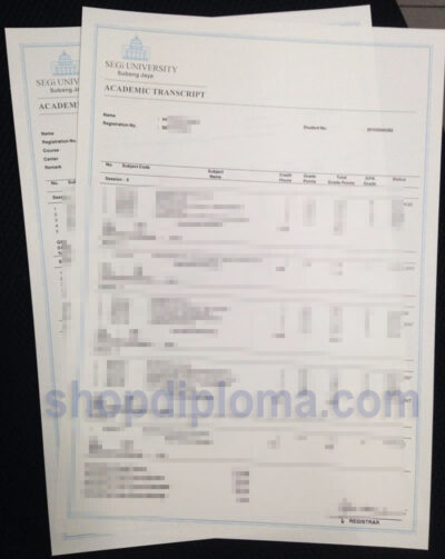 SEGI university academic transcript