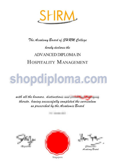 SHRM College the advanced diploma in hospitality management