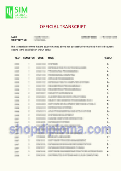 SIM Global education Official transcript