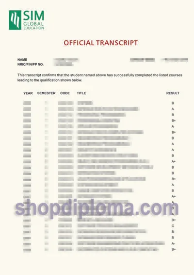 SIM Global education Official transcript