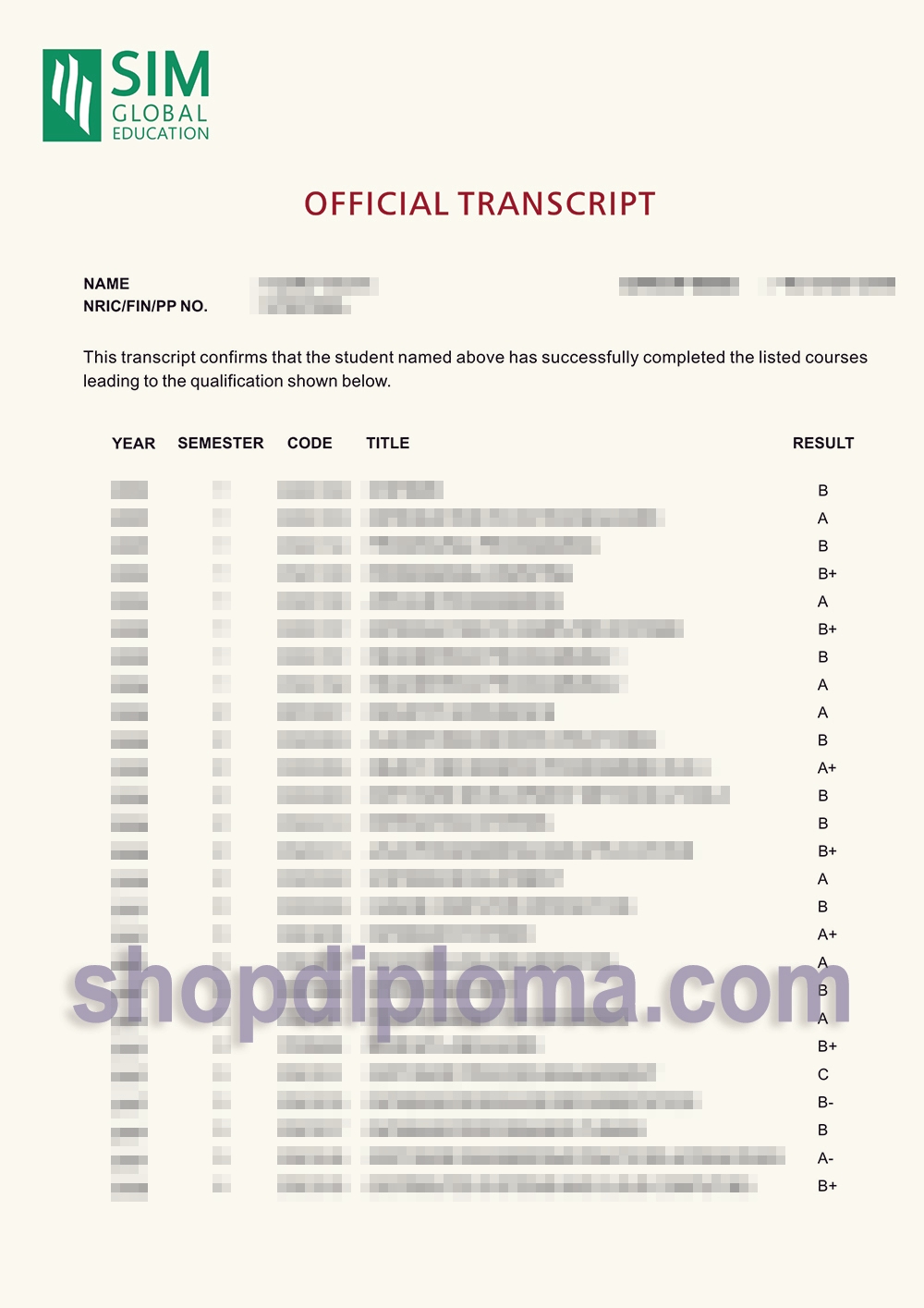 SIM Global education Official transcript - High-Quality Diploma ...