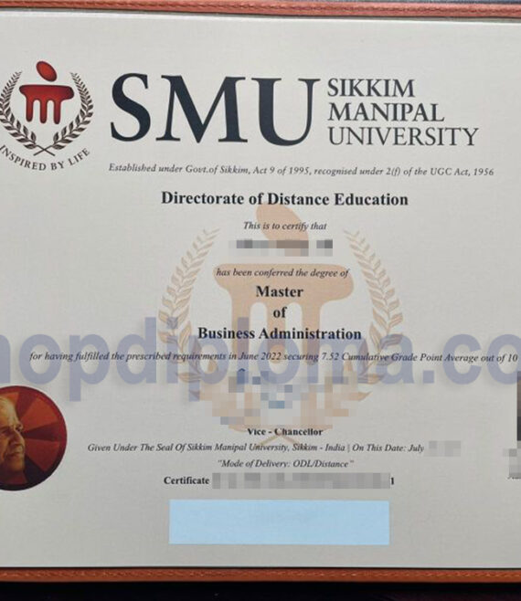 SMU sikkim manipal university the degree of master of business administration